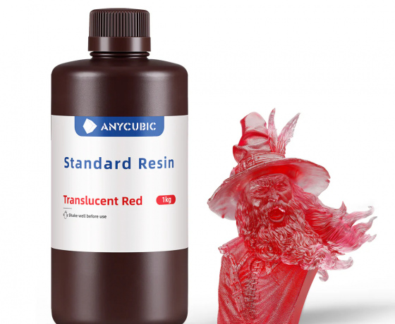 Фото 2 - Фотополімерна Базова смола Прозоро-Червона Anycubic